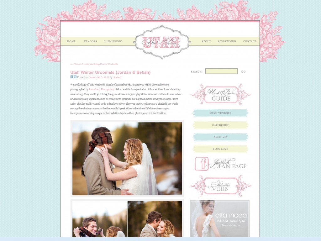 bride and groom photos featured on a popular uah wedding blog by utah wedding photographer