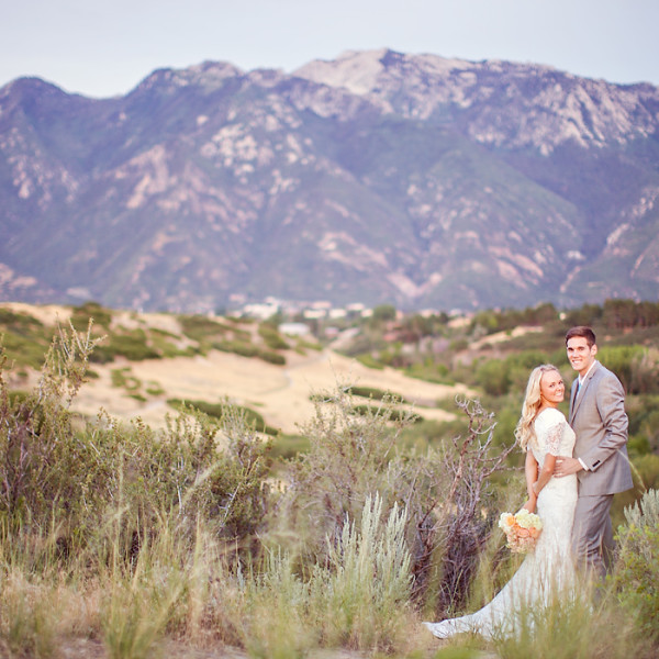 Bride and Groom in Utah Feilds