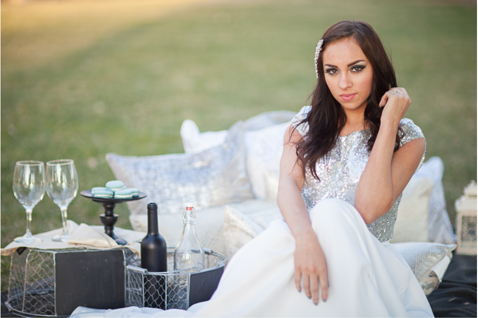 romantic picnic for a bride and groom, in utah wedding