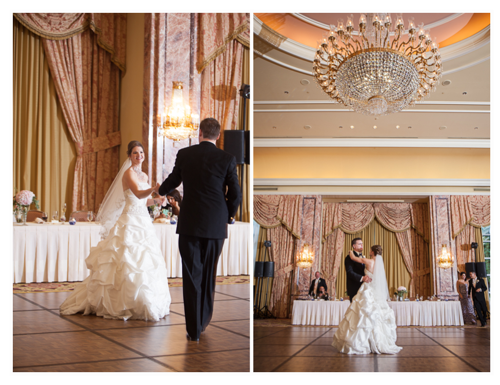 grand ballroom at utah's grand America hotel, couples first dance, utah wedding photographer