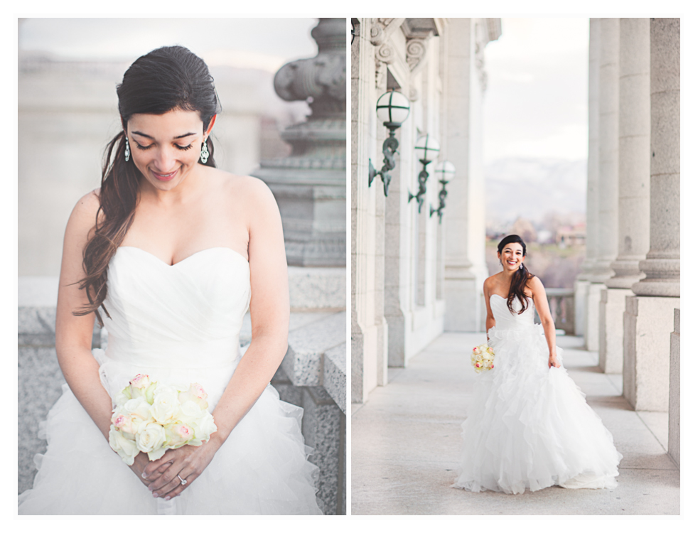 stunning bridals taken by utah wedding photographer at utah state capitol