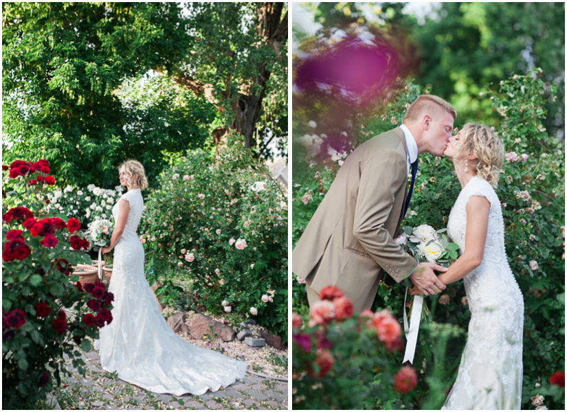 utah bride and groom in rose garden bridal locations
