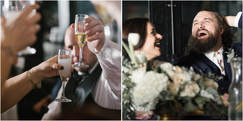 toasts at a wedding at Trolley Square